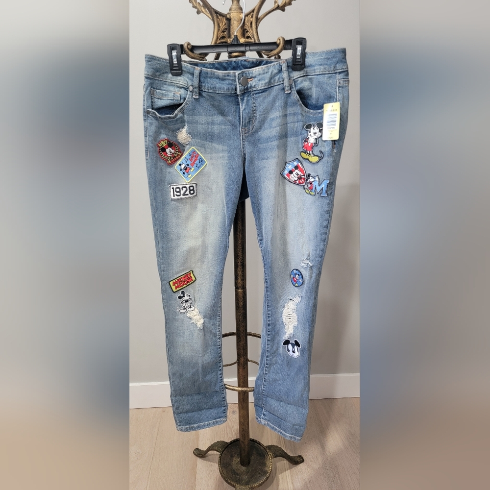 Torrid Women's Straight Leg Jeans with Patches - Blue